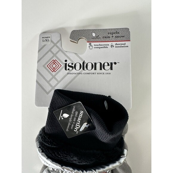 isotoner Sleek Heat Flip Mittens Quilted Silver Touchscreen Gloves Size L/XL - Picture 4 of 5